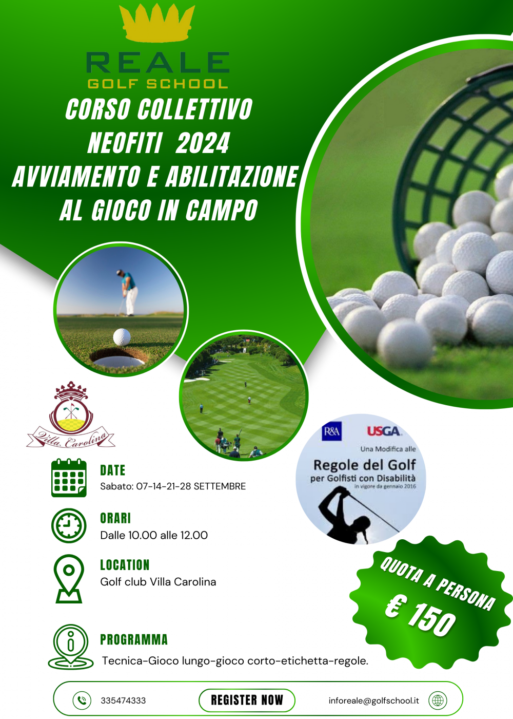 Pacchetti - Golf Clinic - Corso Neofiti 2024 - Golf School by Andrea Reale